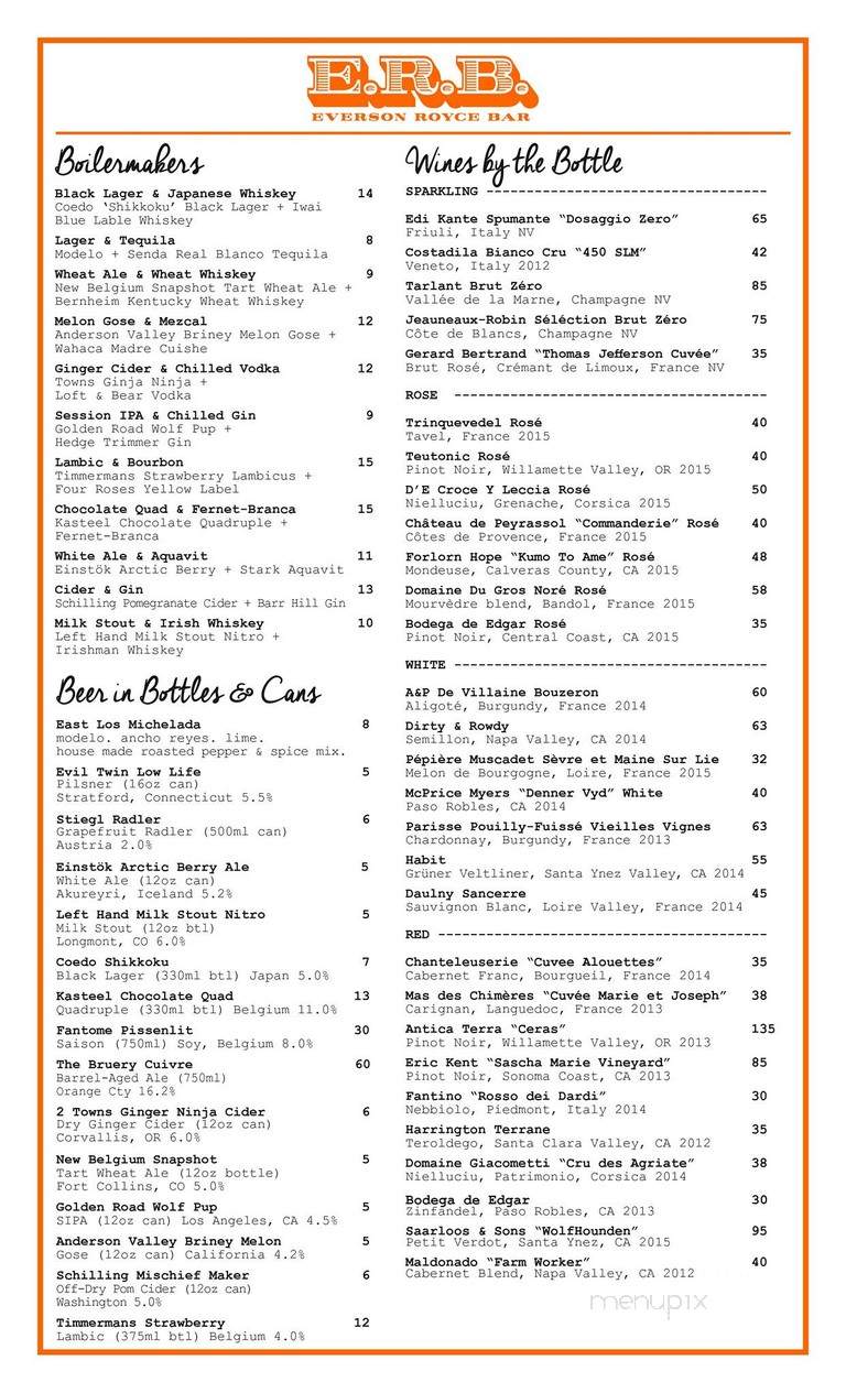 Everson Royce Bar - Los Angeles, CA menu_pic