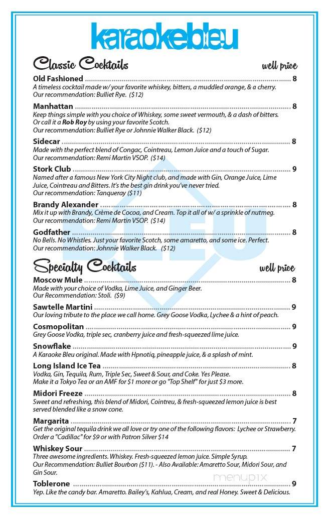 Karaoke Bleu - Los Angeles, CA menu_pic