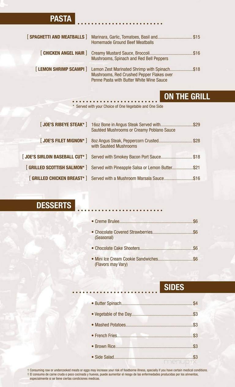 Joseph's Bar & Grill - Downey, CA menu_pic