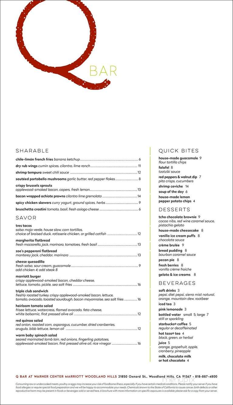 Q Martini Bar - Woodland Hls, CA menu_pic