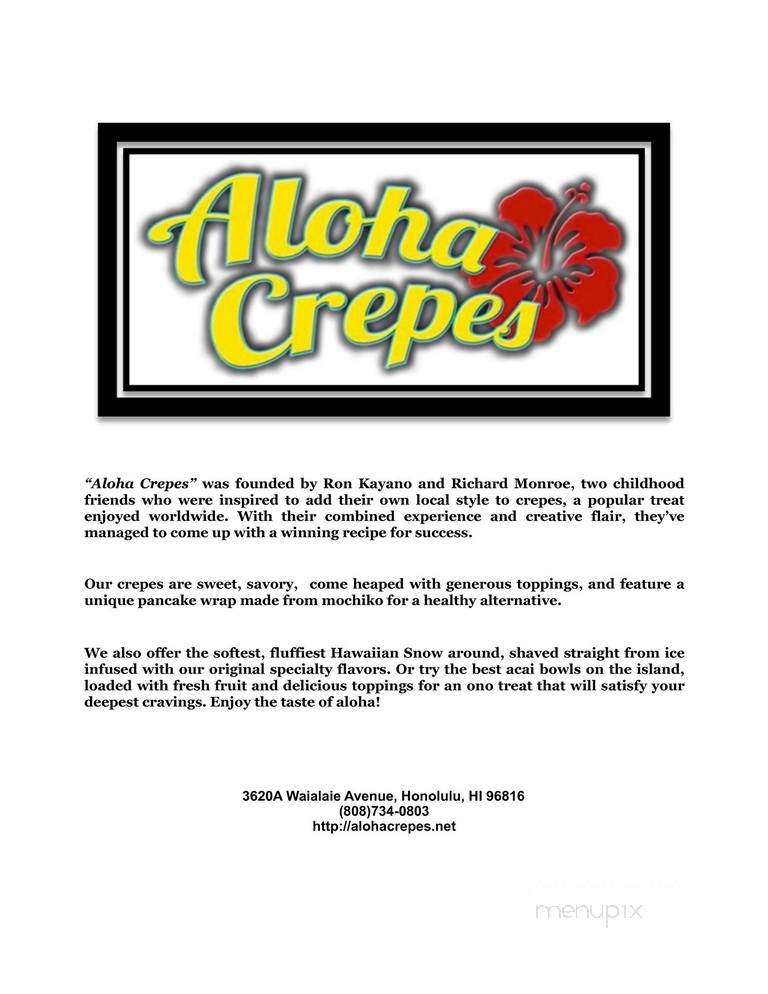 Aloha Crepes - Honolulu, HI menu_pic