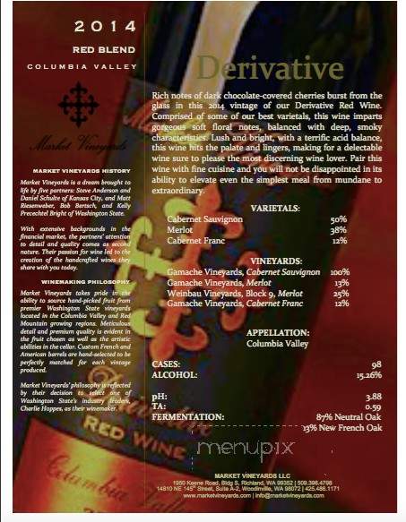 Market Vineyards Winery Tasting Room - Richland, WA menu_pic