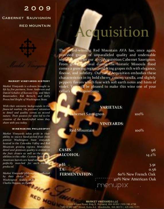 Market Vineyards Winery Tasting Room - Richland, WA menu_pic