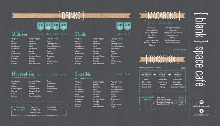 Blank Space Cafe - Bellevue, WA menu_pic