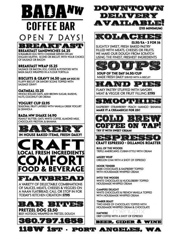 Bada Bean NW - Port Angeles, WA menu_pic