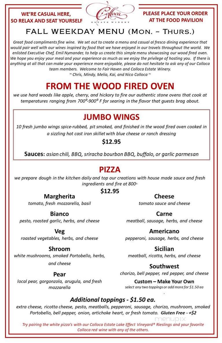 Colloca Estate - Fair Haven, NY menu_pic