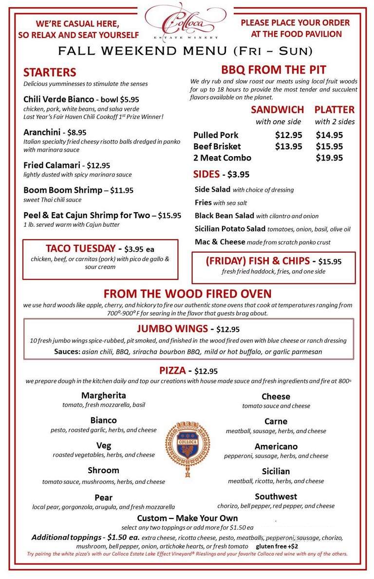 Colloca Estate - Fair Haven, NY menu_pic