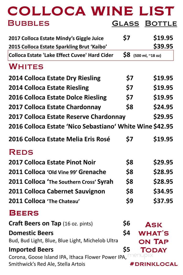 Colloca Estate - Fair Haven, NY menu_pic