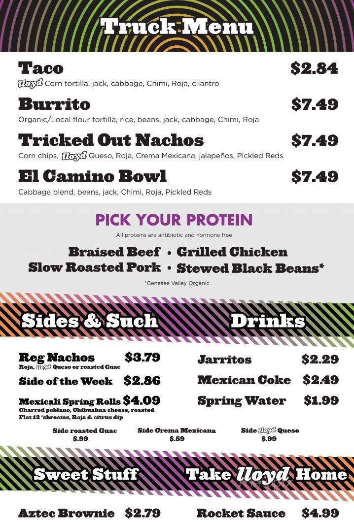 Lloyd Taco Truck - Buffalo, NY menu_pic