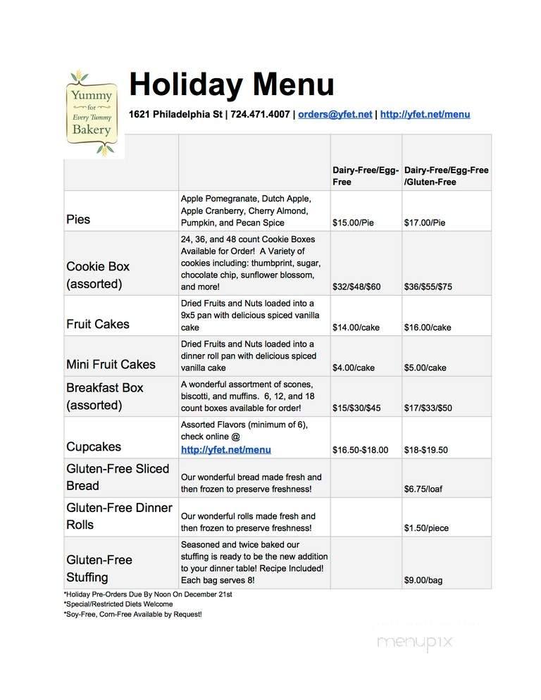 Yummy For Every Tummy - Indiana, PA menu_pic