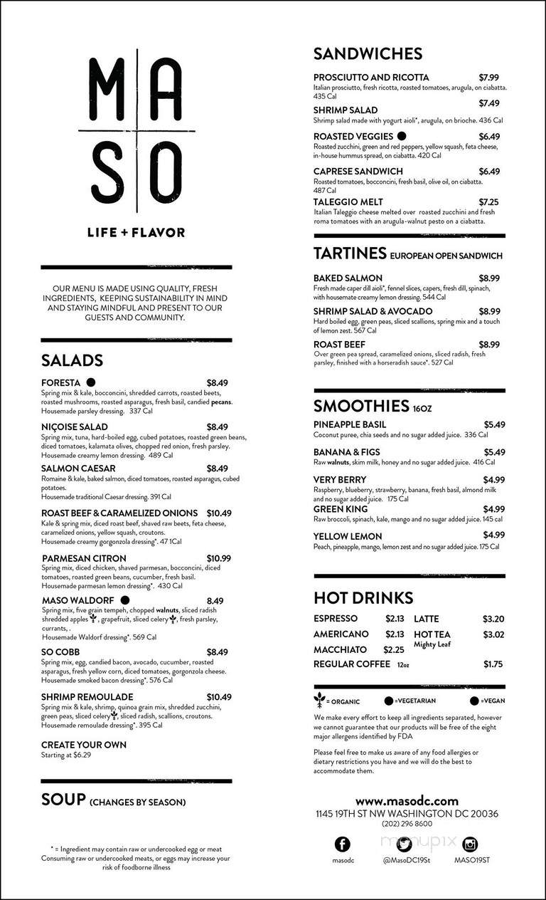MASO - Washington, DC menu_pic