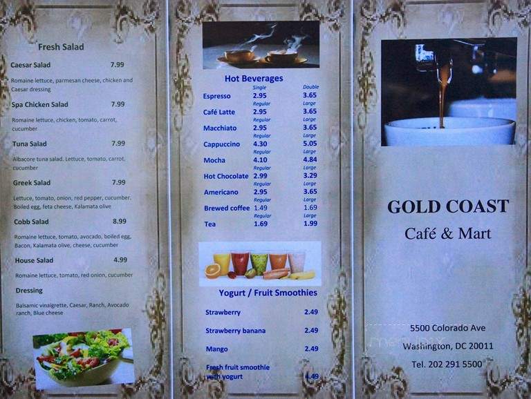 Gold Coast Cafe - Washington, DC menu_pic