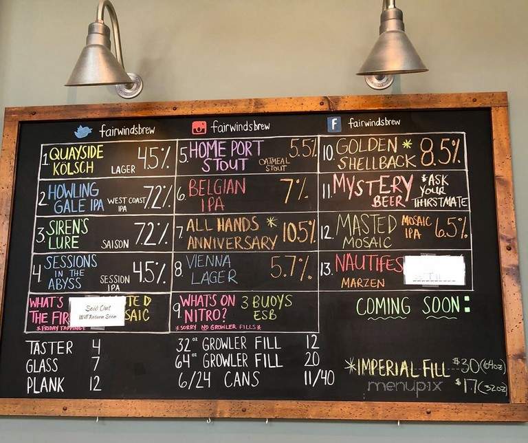 Fair Winds Brewing - Lorton, VA menu_pic