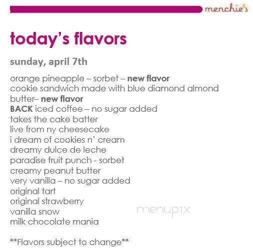 Menchie's Frozen Yogurt - Parkville, MD menu_pic