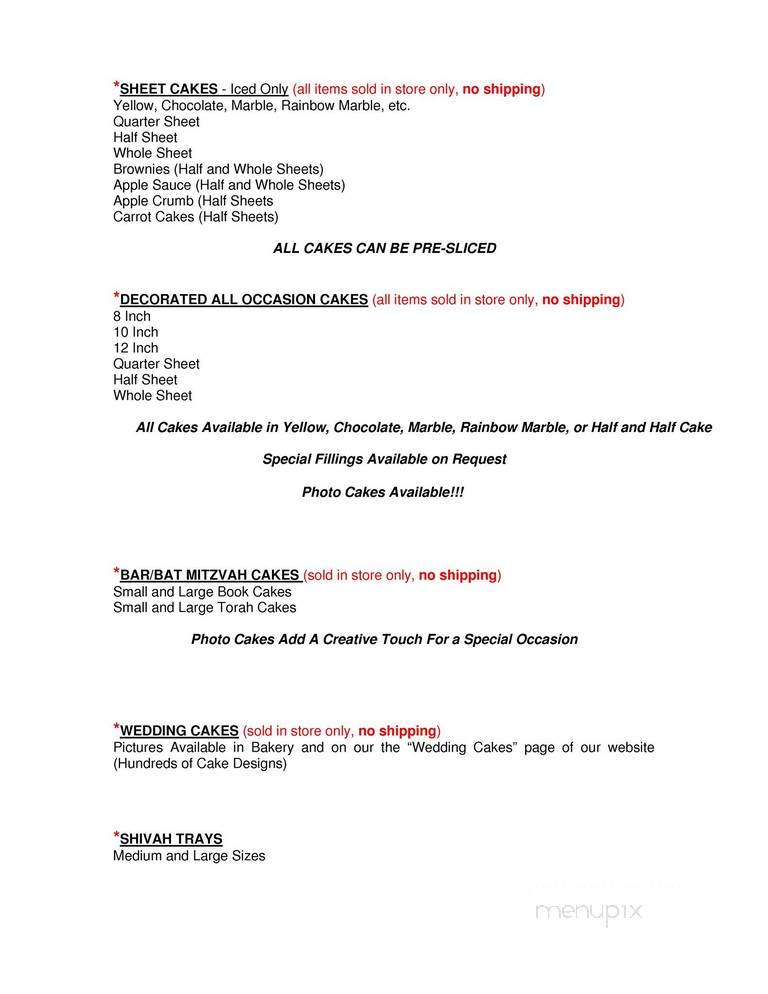 Goldman's Kosher Bakery - Baltimore, MD menu_pic