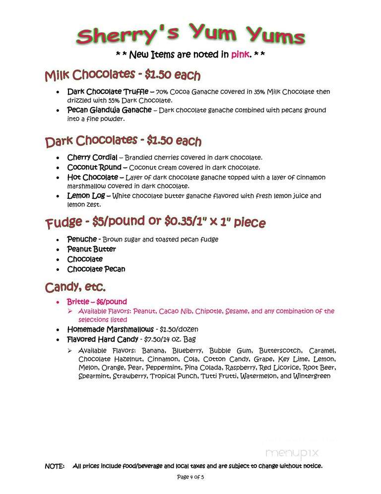 Sherry's Yum Yums - Mcgaheysville, VA menu_pic