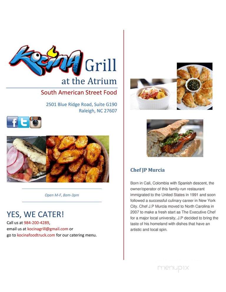 KocinA Food Truck - Durham, NC menu_pic