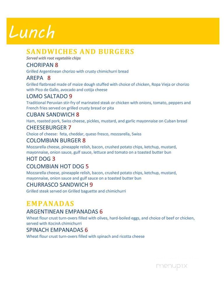 KocinA Food Truck - Durham, NC menu_pic