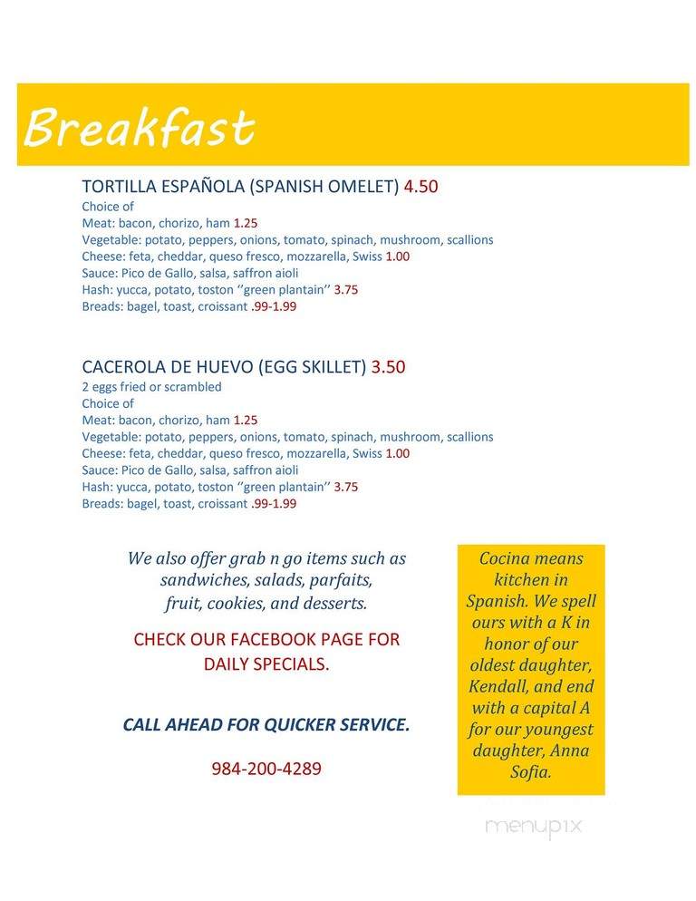 KocinA Food Truck - Durham, NC menu_pic