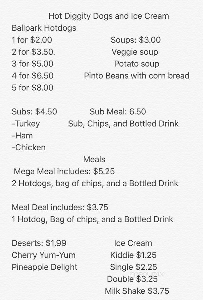 Hot Diggity Dogs and Ice Cream - Mocksville, NC menu_pic
