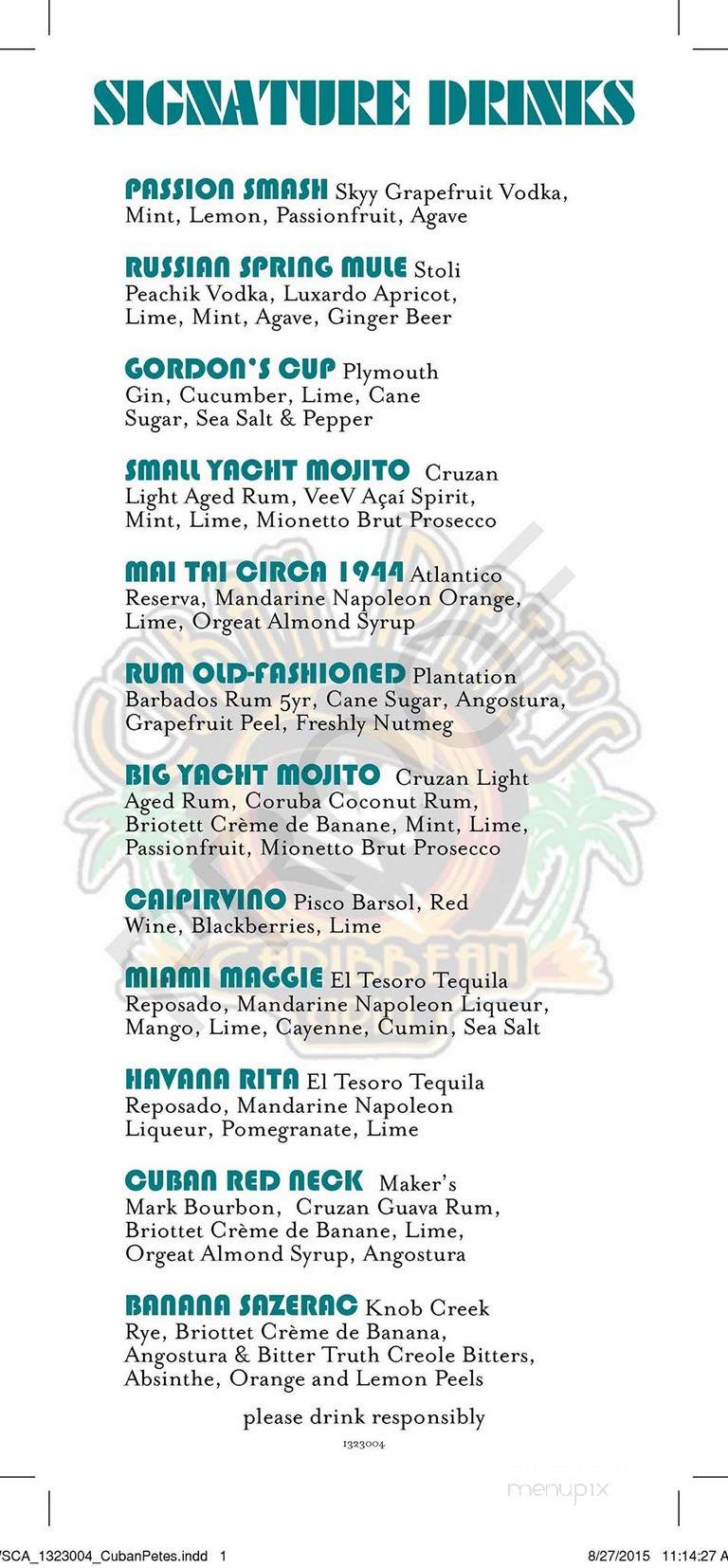 Cuban Pete's Mojito Lounge - Long Beach, CA menu_pic
