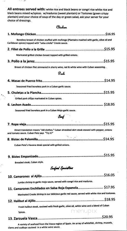 Cuban Pete's Mojito Lounge - Long Beach, CA menu_pic