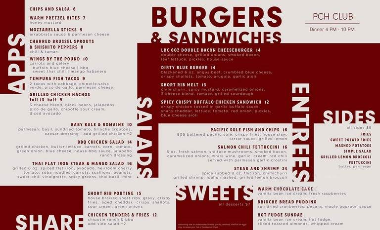 PCH Club - Long Beach, CA menu_pic