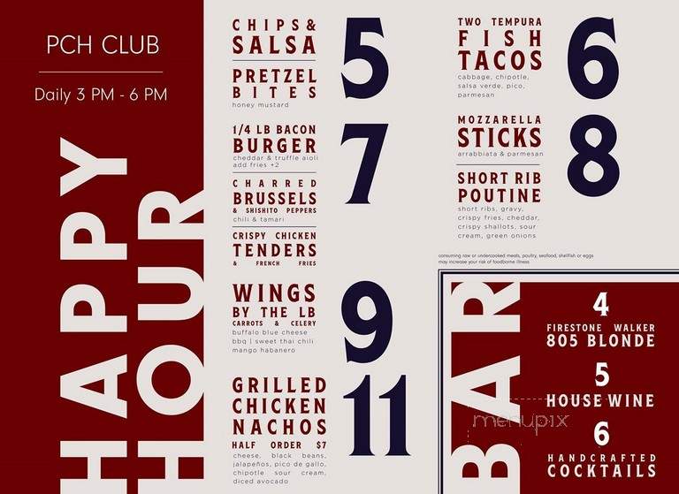 PCH Club - Long Beach, CA menu_pic