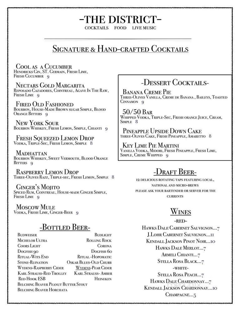 The District - Redlands, CA menu_pic