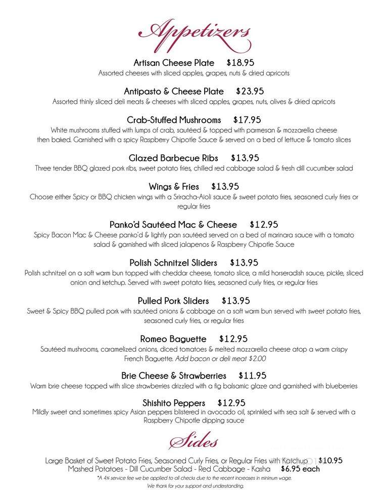 Romeo & Julieta Wine Cafe - San Diego, CA menu_pic