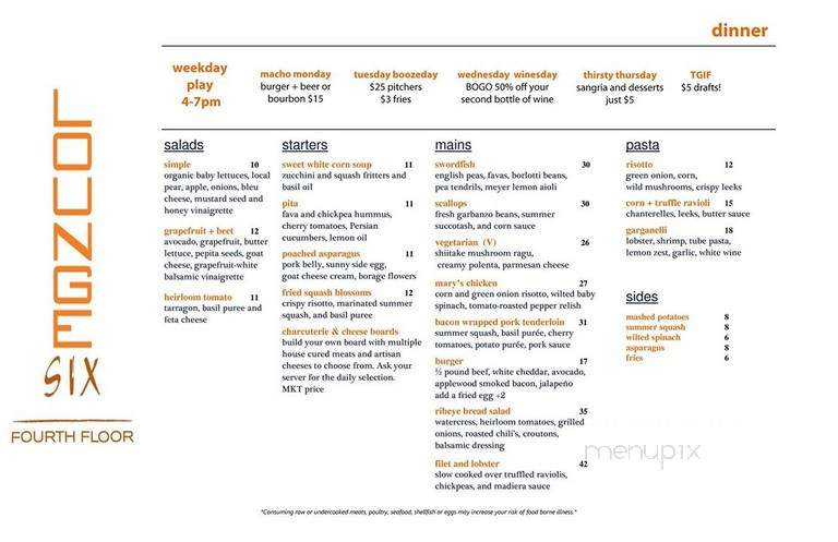 LOUNGEsix - San Diego, CA menu_pic