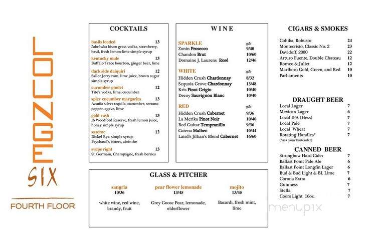 LOUNGEsix - San Diego, CA menu_pic