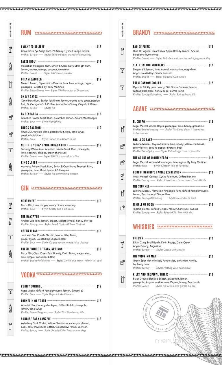 Bootlegger Tiki - Palm Springs, CA menu_pic