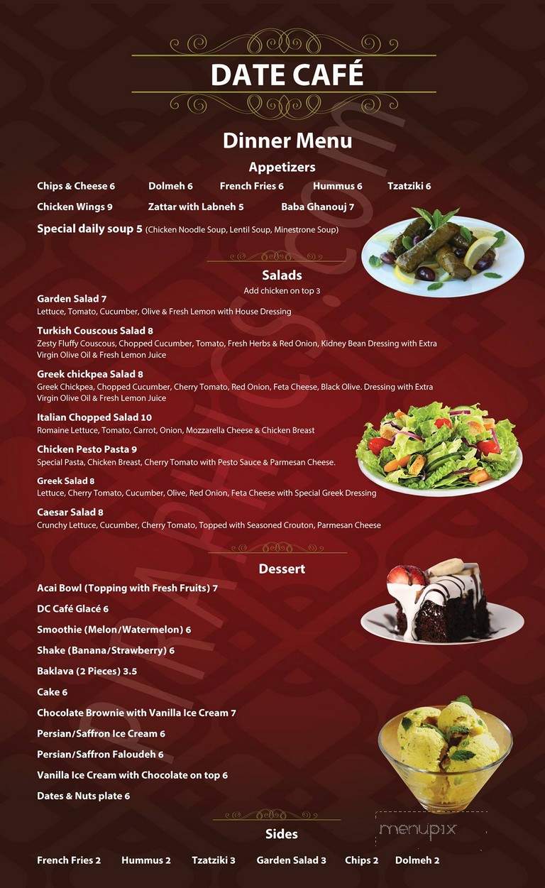 Date Cafe - Tustin, CA menu_pic