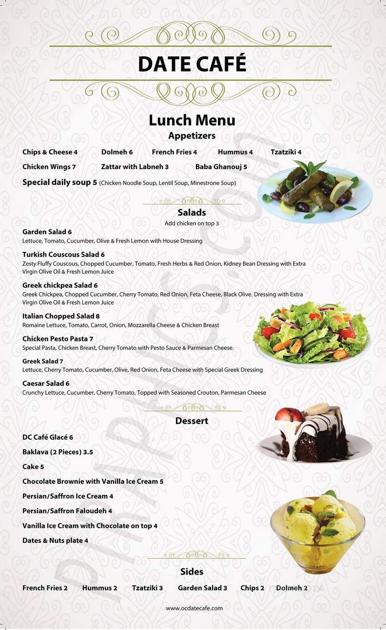 Date Cafe - Tustin, CA menu_pic