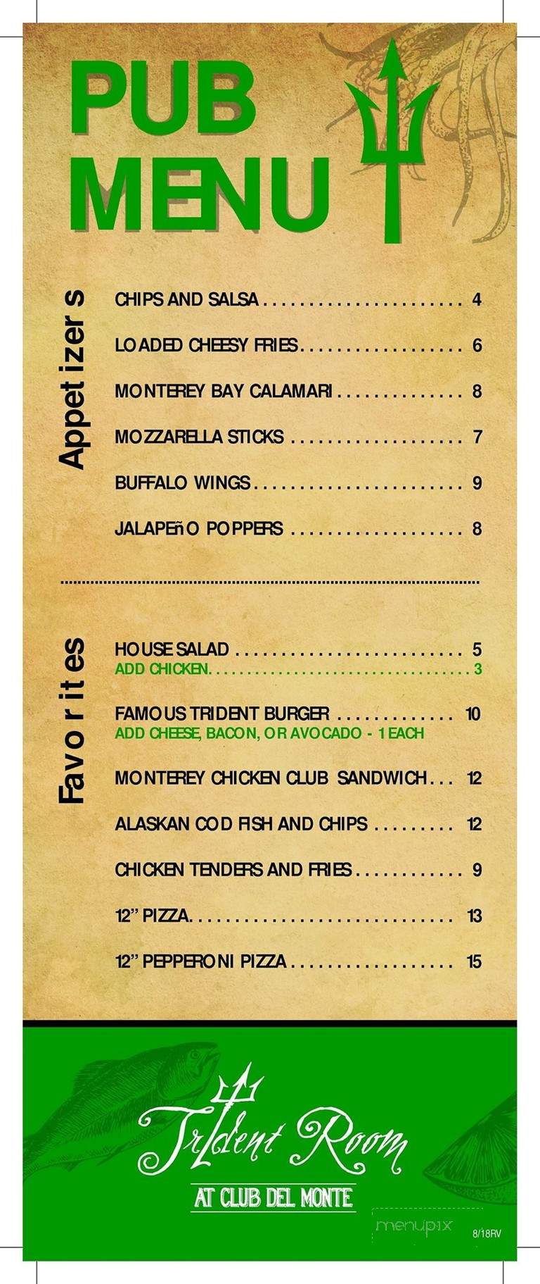Trident Room - Monterey, CA menu_pic