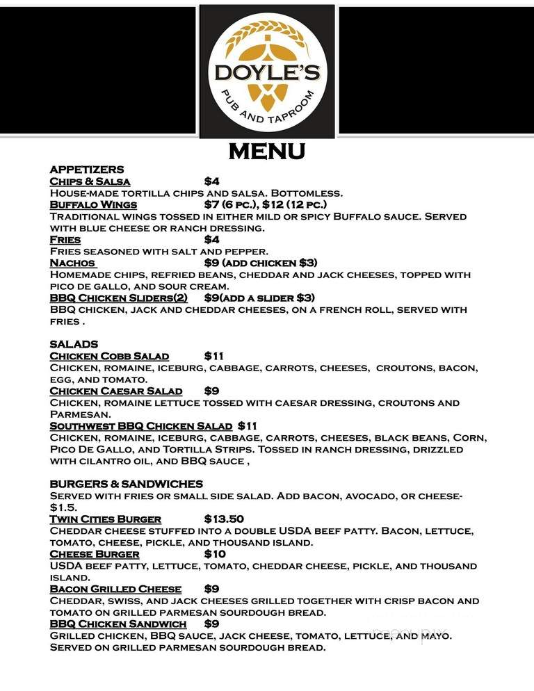 Doyle's Pub and Taproom - Folsom, CA menu_pic