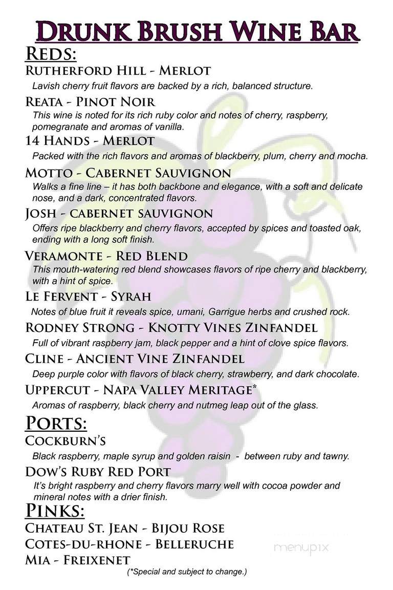 The Drunk Brush Wine Bar - Quincy, CA menu_pic
