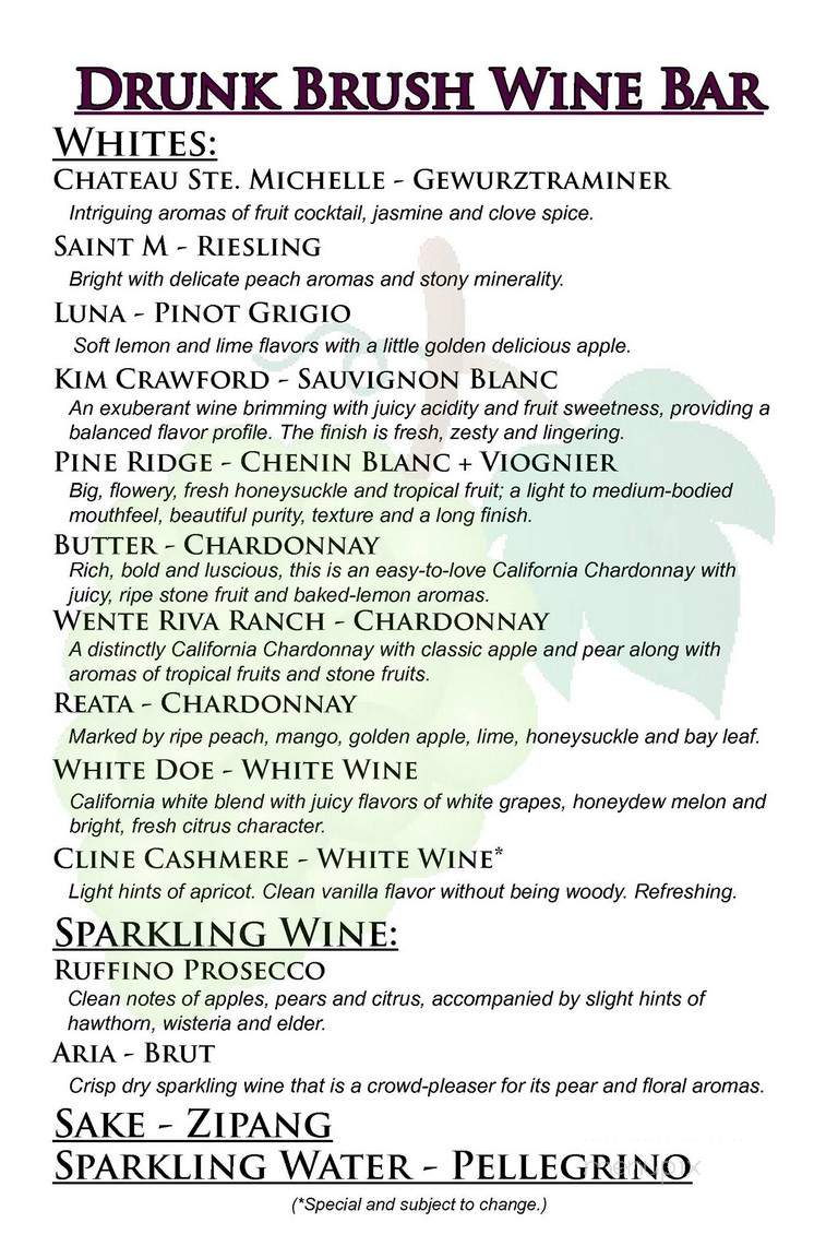 The Drunk Brush Wine Bar - Quincy, CA menu_pic