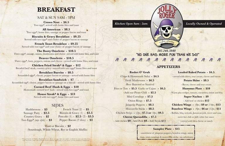 Jolly Roger At John's Landing - Portland, OR menu_pic