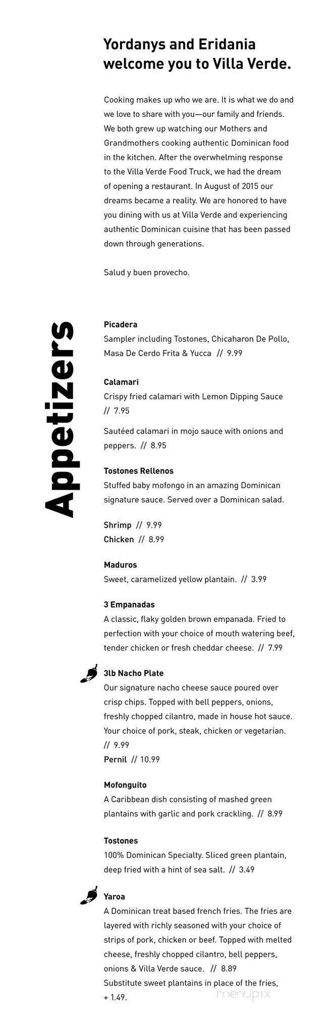 Villa Verde - Greenville, NC menu_pic