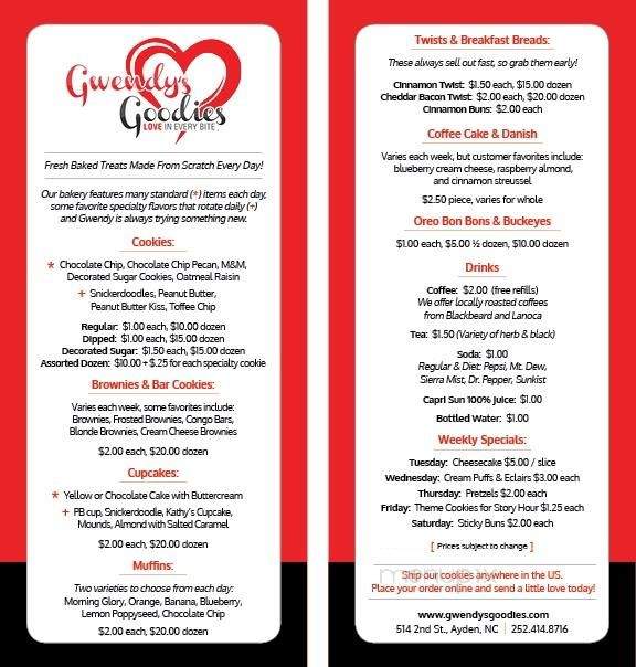 Gwendy's Goodies - Ayden, NC menu_pic