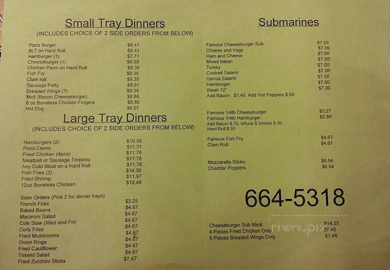 Pat's Sub Shop - Stillwater, NY menu_pic