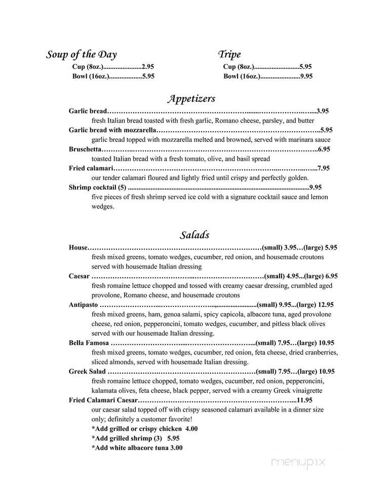 La Cucina Italiana - Worcester, MA menu_pic