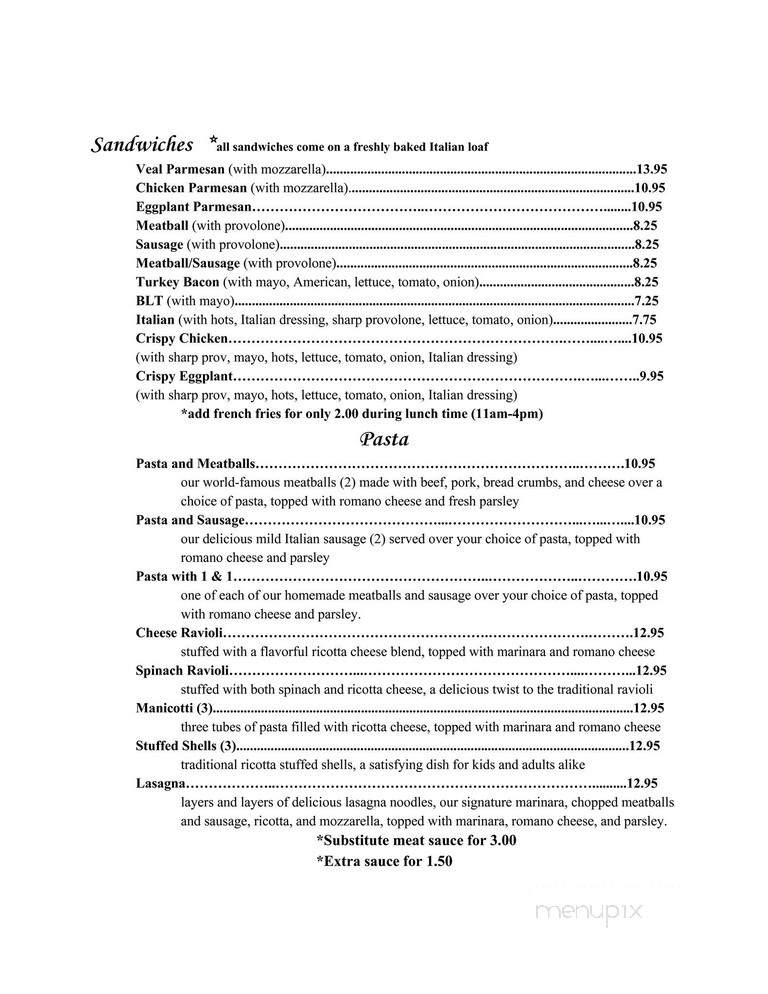 La Cucina Italiana - Worcester, MA menu_pic