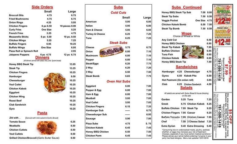 Giovanni's Pizza & Roast Beef - Saugus, MA menu_pic