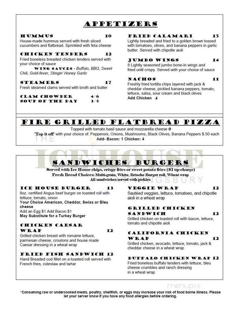 The Ice House - Medfield, MA menu_pic