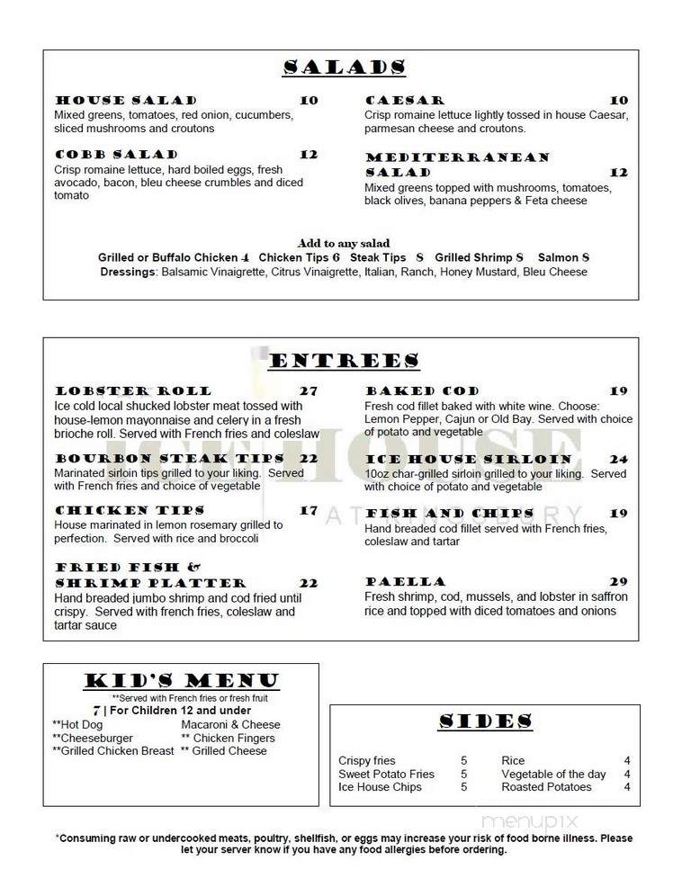 The Ice House - Medfield, MA menu_pic