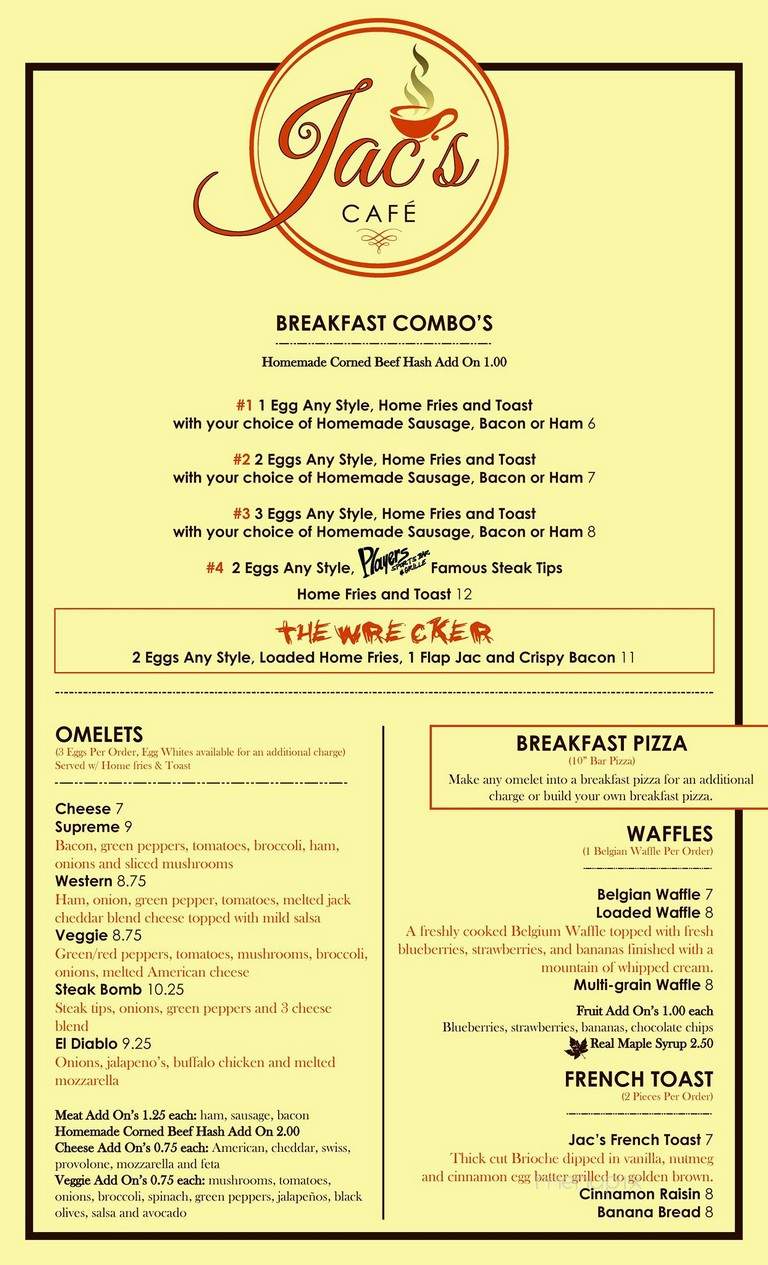 Jac's Cafe - Rockland, MA menu_pic