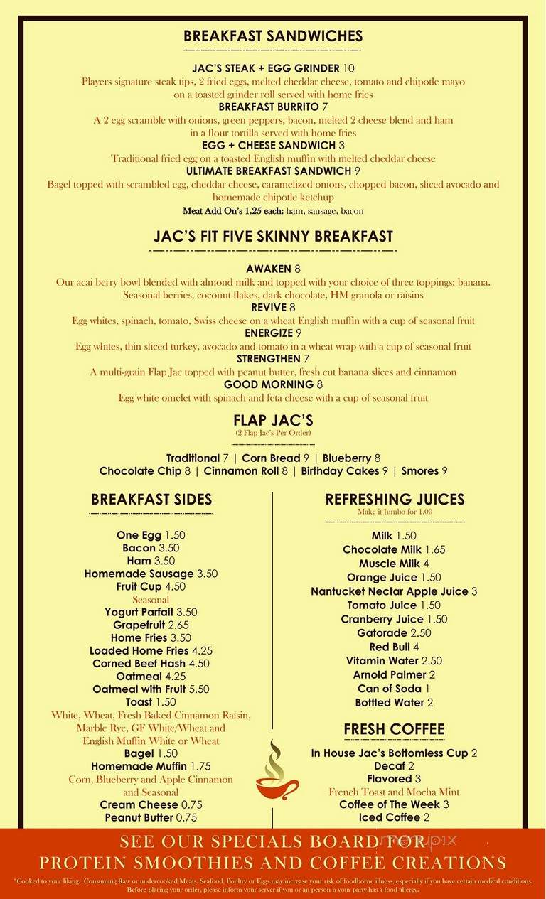 Jac's Cafe - Rockland, MA menu_pic